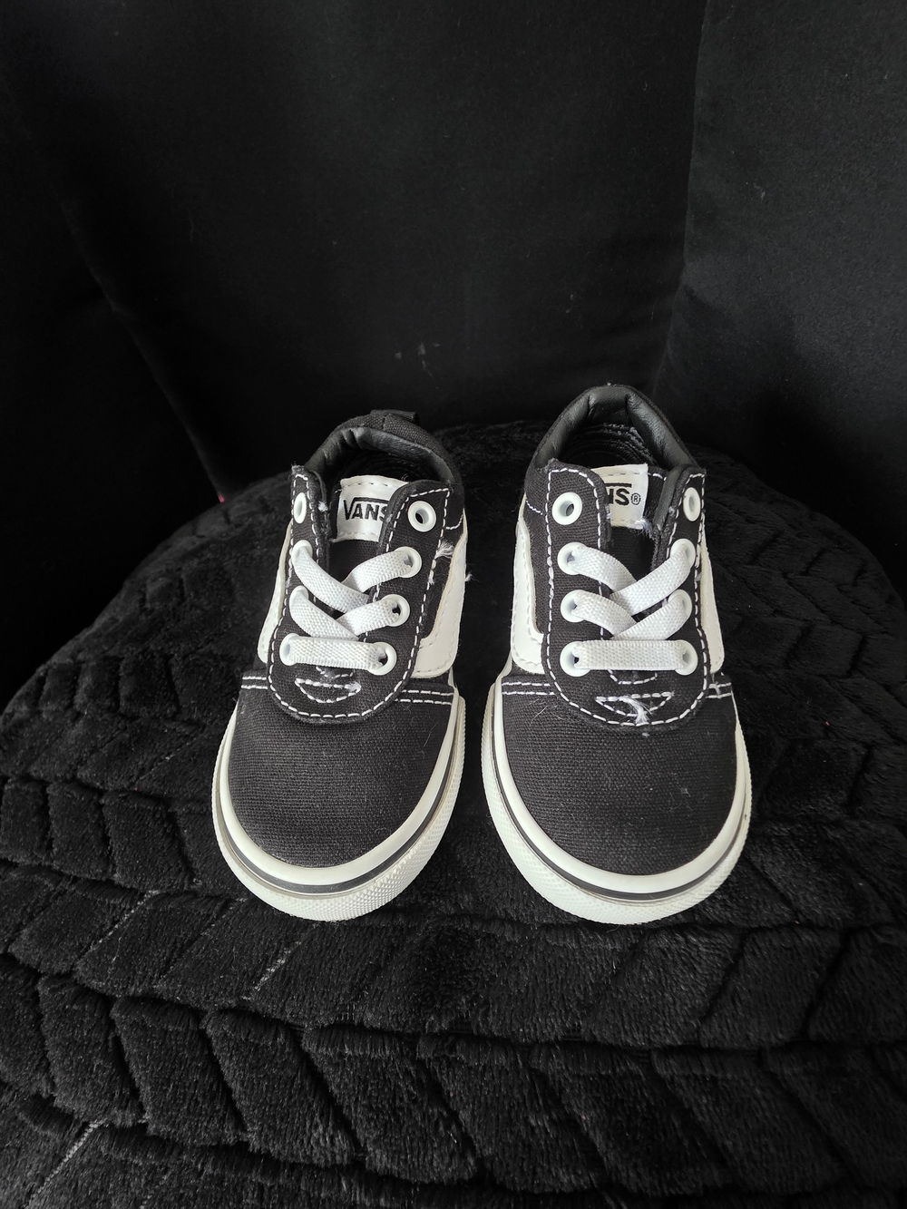 Vans Kids Black & White Canvas Sneakers